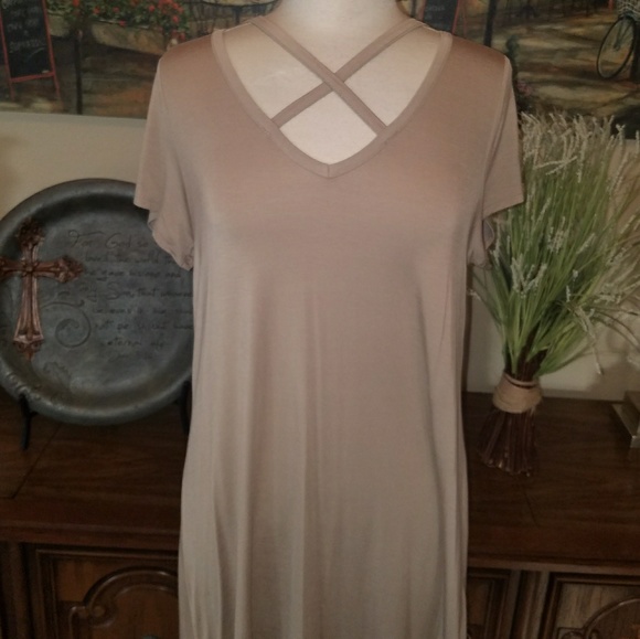 Criss Cross Tan Top - Picture 2 of 2